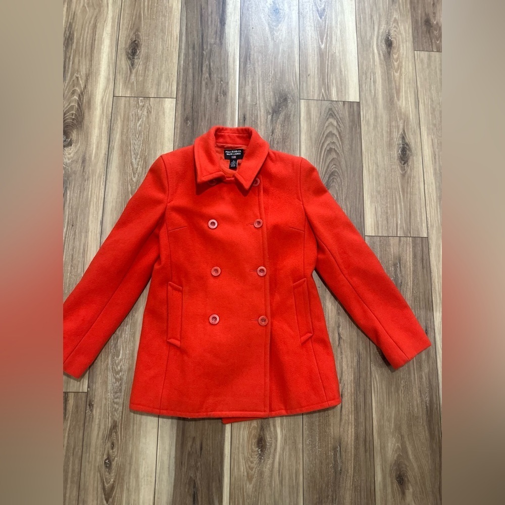 Polo jeans co. Ralph Lauren Women's Double-Breasted Orange pea coat size small